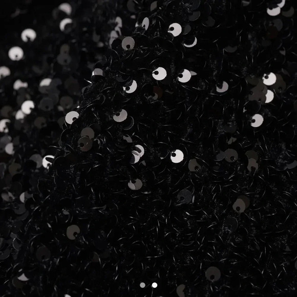 H&M Limited Edition Black Sequin Puff Sleeved Night Dress, 6 size, NWT - Picture 5 of 7